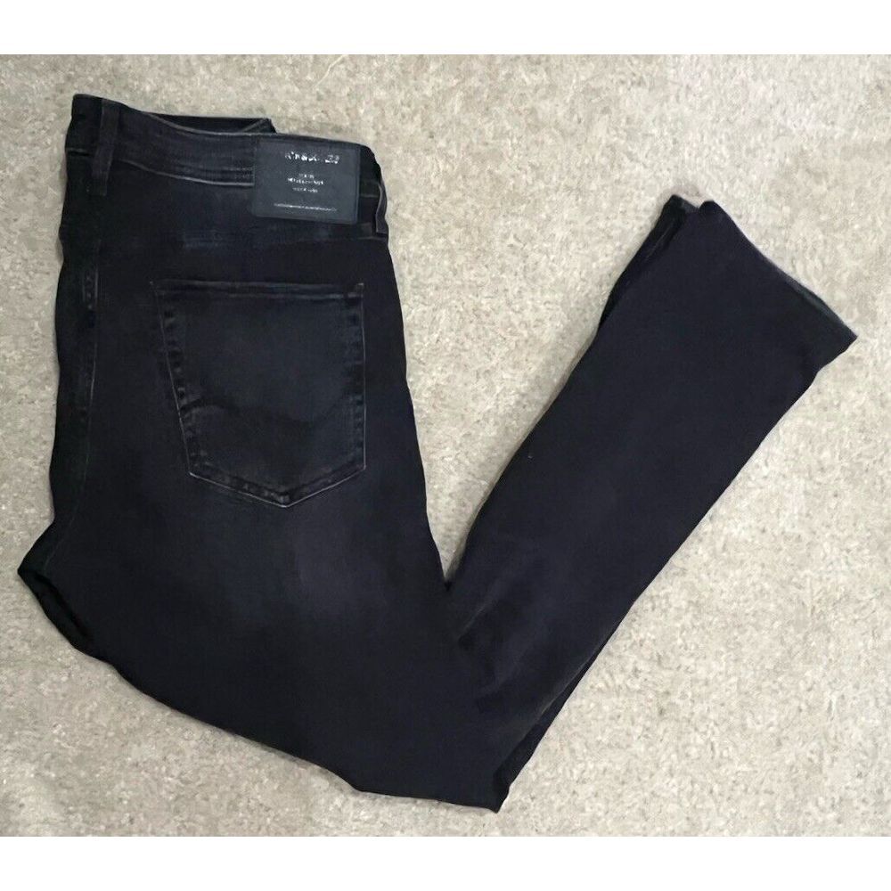 JACK &‎ JONES Denim Jeans Slim Glenn Mens 32X30  Stretch Whiskers Faded Black-